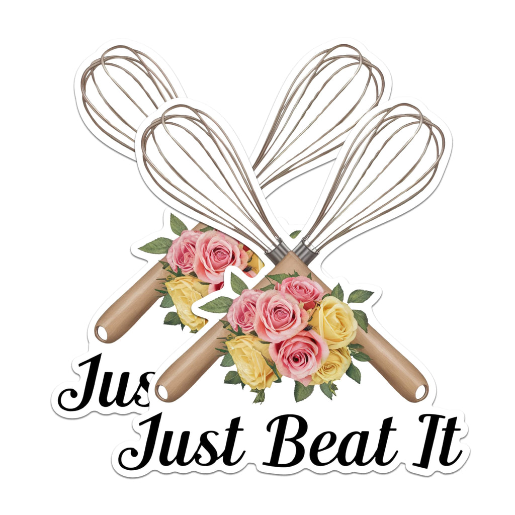 (2 Pack) Just Beat It Magnets - Funny Kitchen Magnets - Whisk Floral Magnets for Bakers- 5" On Longest Side - for Fridges, Toolboxes, Cars - Made in USA - MAG2986