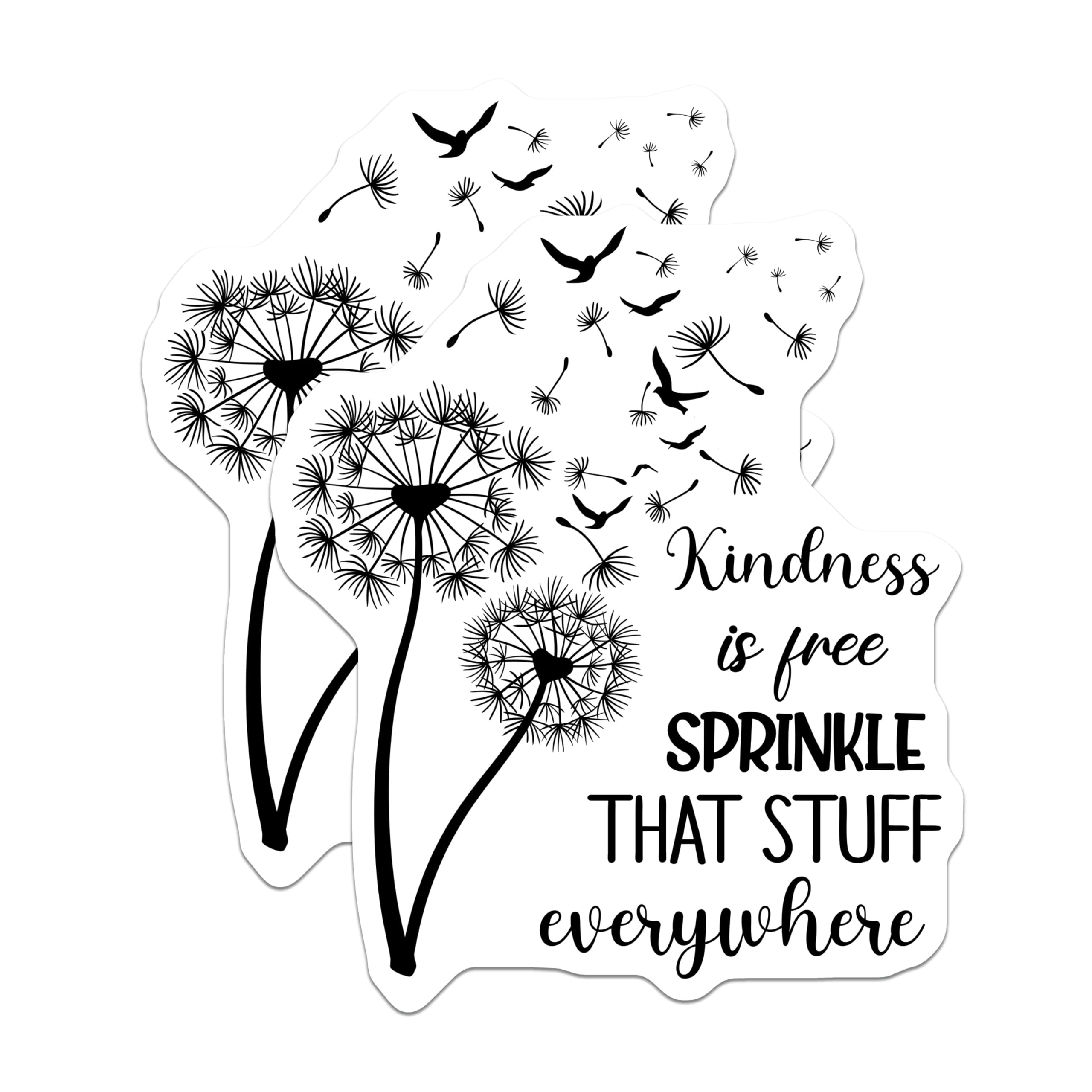(2 Pack) Kindness Stickers - Dandelion Art - Inspirational Quote Decals - 5" On Longest Side - Sticks to Smooth Flat Surfaces - Made in USA - BMCS18433