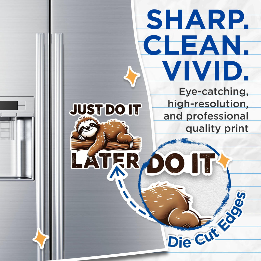 (2 Pack) Just Do It Later Sloth Magnets - Funny Sloth Quote Magnets - Lazy Day Office Decor Magnets- 5" On Longest Side - for Fridges, Toolboxes, Cars - Made in USA - MAG2742