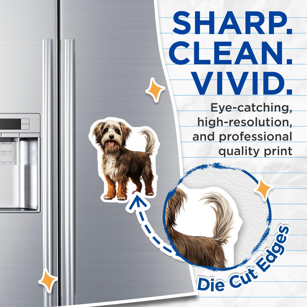 (2 Pack) Shaggy Brown Dog Magnets - Happy Puppy Fridge Decor - Pet Lover Kitchen Accessory - 5 Inches On Longest Side - Thick Durable Magnet - Made in USA - MAG25022