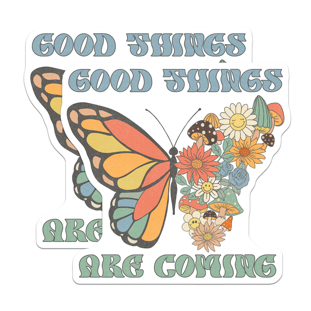 (2 Pack) Butterfly Flower Magnets - Positive Affirmation Decor - Good Things Coming Magnets - 5" On Longest Side - Premium Magnet - for Cars, Refrigerators, Toolboxes, Lockers - Made in USA - MAG14199