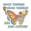 (2 Pack) Butterfly Flower Magnets - Positive Affirmation Decor - Good Things Coming Magnets - 5" On Longest Side - Premium Magnet - for Cars, Refrigerators, Toolboxes, Lockers - Made in USA - MAG14199