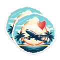 (2 Pack) Airplane Travel Magnets - Tropical Beach Vacation Decor - Romantic Honeymoon Fridge Art - Adventure Journey - 5 Inches On Longest Side - Thick Durable Magnet - Made in USA - MAG20011