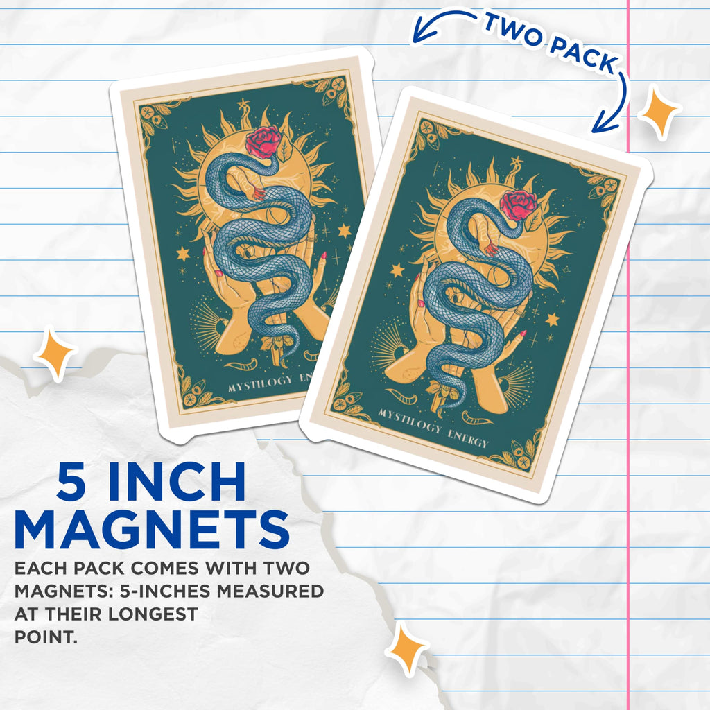 (2 Pack) Mystical Snake Magnets - Esoteric Sun Hands Art - Witchy Cosmic Energy Decor - 5 Inches On Longest Side - Thick Durable Magnet - Made in USA - MAG20208