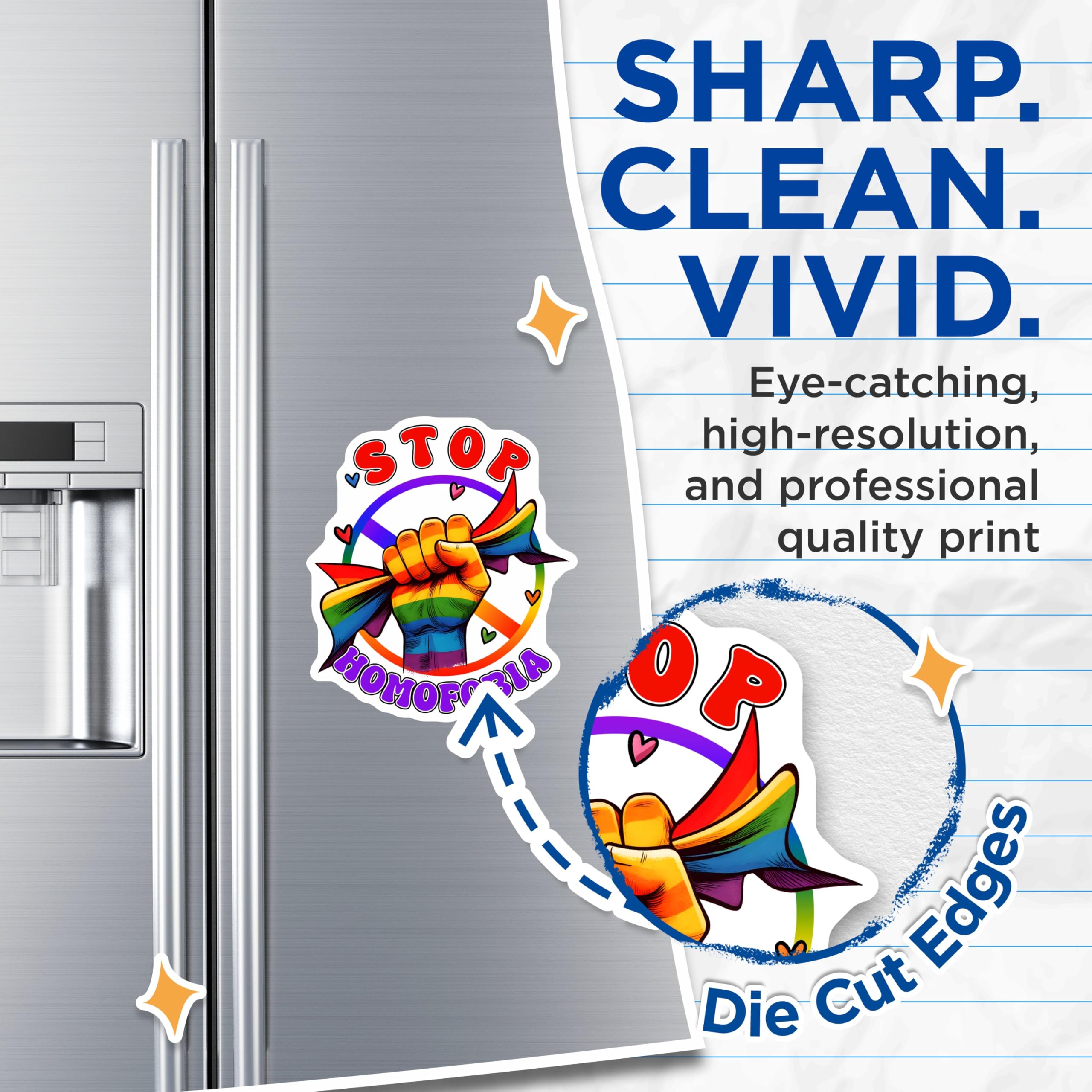 (2 Pack) Stop Homophobia Magnets - LGBTQ Pride - Equality Love Magnets - 5" On Longest Side - Premium Magnet - for Cars, Refrigerators, Toolboxes, Lockers - Made in USA - MAG16527