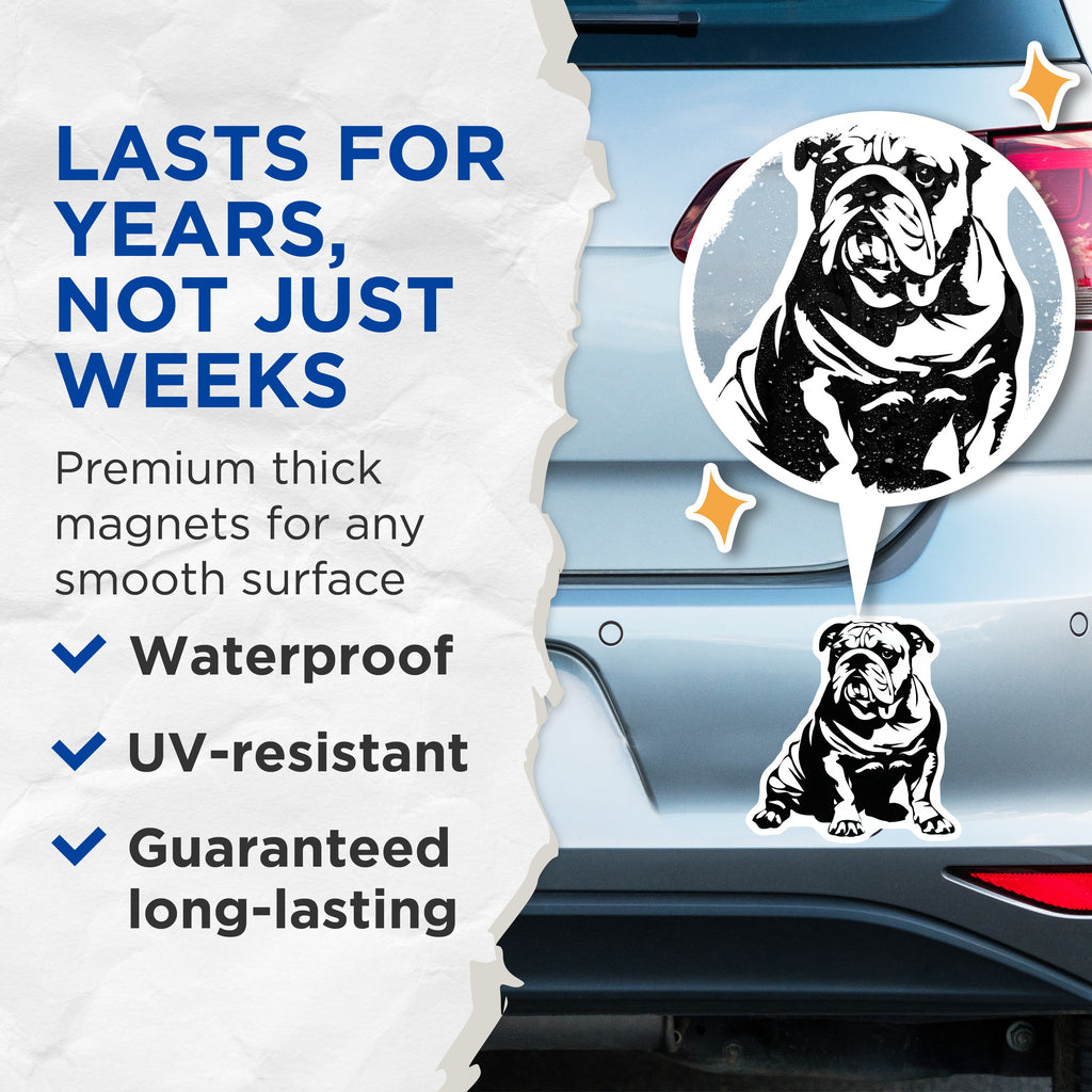 (2 Pack) English Bulldog Magnets - Dog Lover Refrigerator Decor - Pet Breed Artwork - Bulldog Mom Dad Accent - Animal Fridge Art - 5" - Thick Durable Magnet - Made in USA - MAG39662