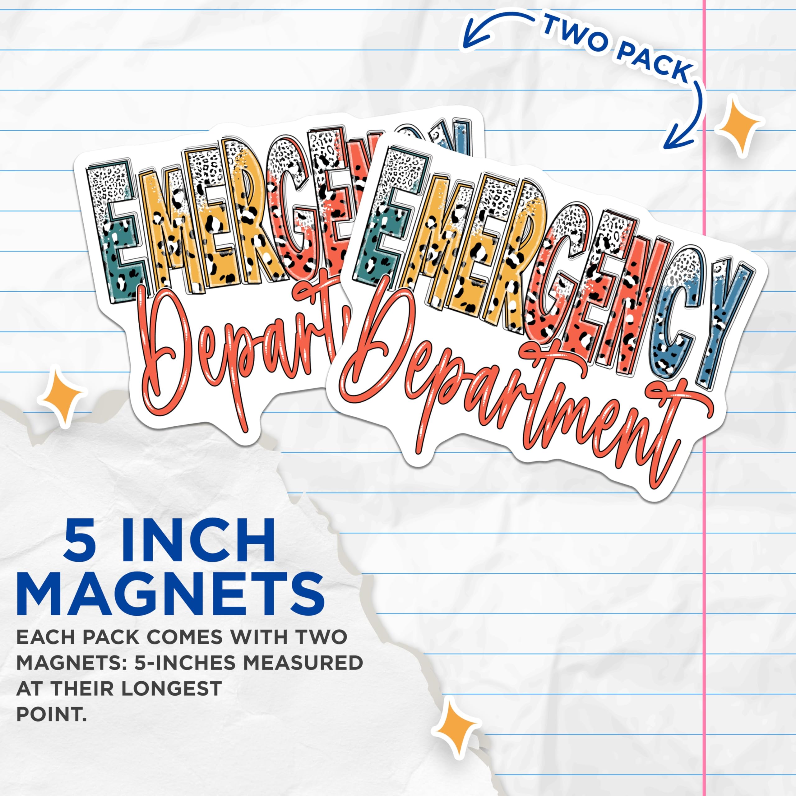 (2 Pack) Emergency Department Magnets - Hospital ER Decor - Leopard Print ED Magnets - 5" On Longest Side - Premium Magnet - for Cars, Refrigerators, Toolboxes, Lockers - Made in USA - MAG18875