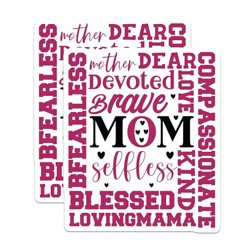 (2 Pack) Brave Mom Stickers - Devoted Mother Stickers - Loving Mama Decals - 5" On Longest Side - Sticks to Smooth Flat Surfaces - Made in USA - BMCS4679