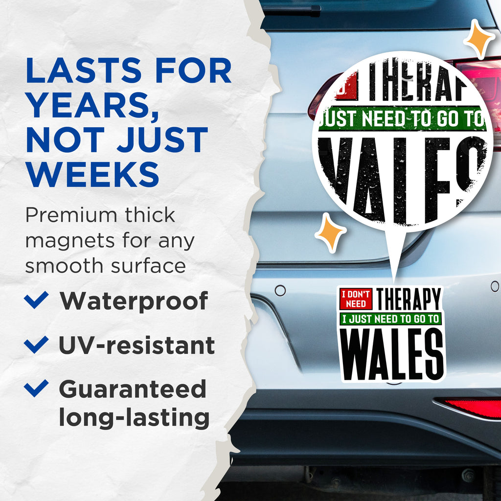 (2 Pack) Funny Wales Magnets - Welsh Humor Souvenir - Travel Lover Present Quote - 5 Inches On Longest Side - Thick Durable Magnet - Made in USA - MAG36089
