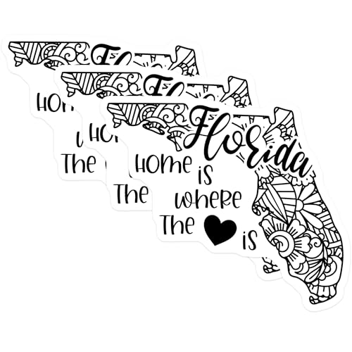 (3 Pack) Florida Home Decals - State Love Decals - Laptop Car Decals - 3 Inches On Longest Side - Easy Peel & Apply - Made in USA - 3MCS7870