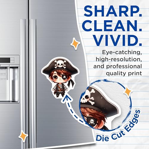 (2 Pack) Cute Pirate Magnets - Adorable Pirate Illustration - Fun Decorative Magnets for Fridge - Pirate-Themed Magnet Set - 5" On Longest Side - for Cars, Fridges, Toolboxes - Made in USA - MAG6789