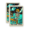 (2 Pack) True Crime Junkie Magnets - Spooky Skeleton Art - Retro Home Accent - 5 Inches On Longest Side - Thick Durable Magnet - Made in USA - MAG27254