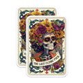 (2 Pack) Day of The Dead Skull Stickers - Floral Calavera - Colorful Sugar Skull Vinyl Decal - 5" On Longest Side - Sticks to Smooth Flat Surfaces - Made in USA - BMCS4875