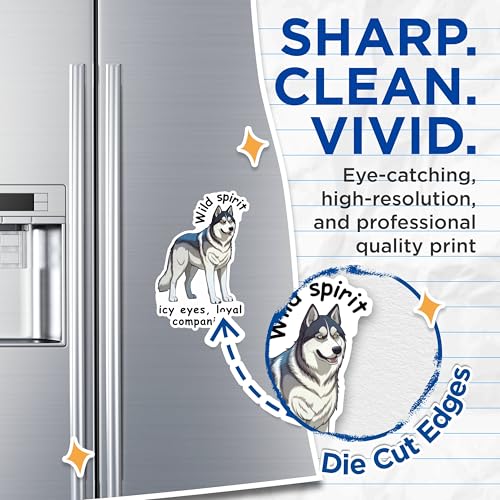(2 Packs) Husky Dog Breed Magnets - Wild Spirit ICY Eyes, Loyal Companion Magnets - 5 Inches On Longest Side - Premium Magnet - for Fridges, Toolboxes, Cars - Made in USA - MAG2390