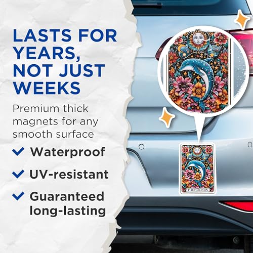 (2 Pack) Dolphin Magnets - Vibrant Animal - Ocean Scene Magnets - Colorful Art Design - 5" On Longest Side - for Cars, Fridges, Toolboxes - Made in USA - MAG4453