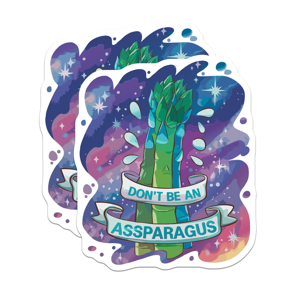 (2 Pack) Funny Asparagus Magnets - Assparagus Pun Humor - Kitchen Refrigerator Decor - Cosmic Veggie Art - 5 Inches On Longest Side - Thick Durable Magnet - Made in USA - MAG21381