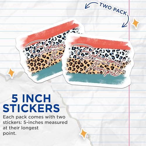 (2 Pack) Behavioral Therapist Stickers - Leopard Print Stickers - Bold Statement Sticker for Professionals - 5" On Longest Side - Sticks to Any Smooth Flat Surface - Made in USA - BMCS3175