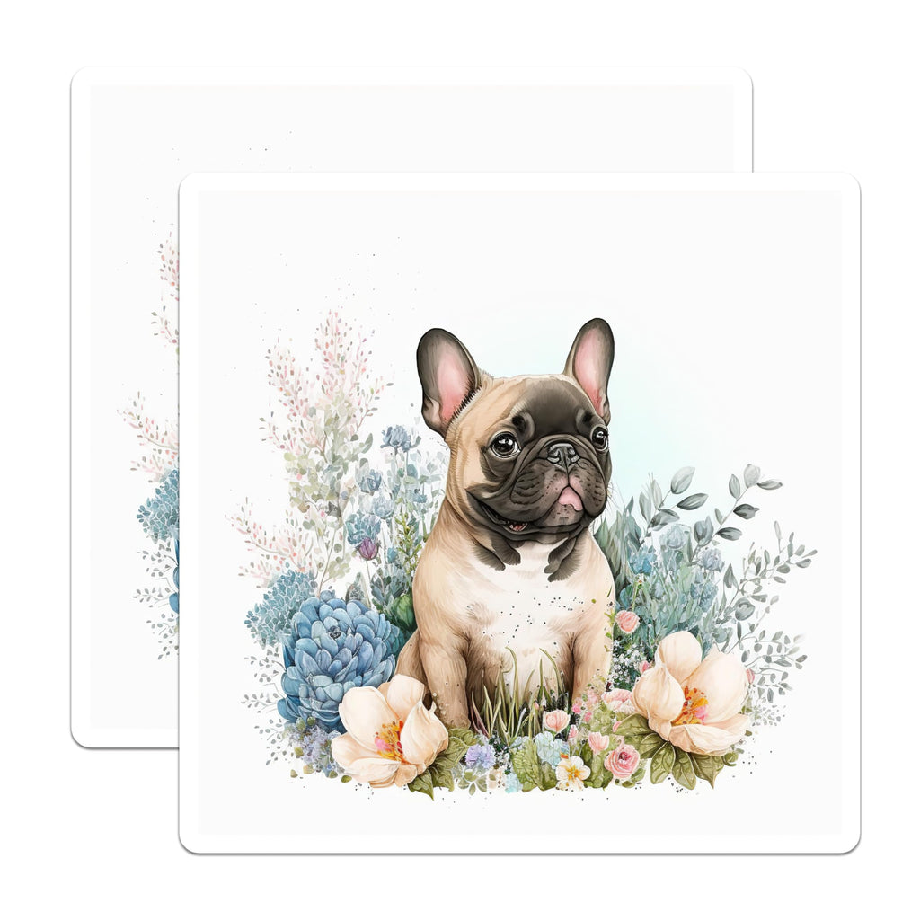(2 Pack) French Bulldog Magnets - Floral Dog Decor - Cute Puppy Fridge Decor - 5" On Longest Side - Premium Magnet - for Cars, Refrigerators, Toolboxes, Lockers - Made in USA - MAG15323