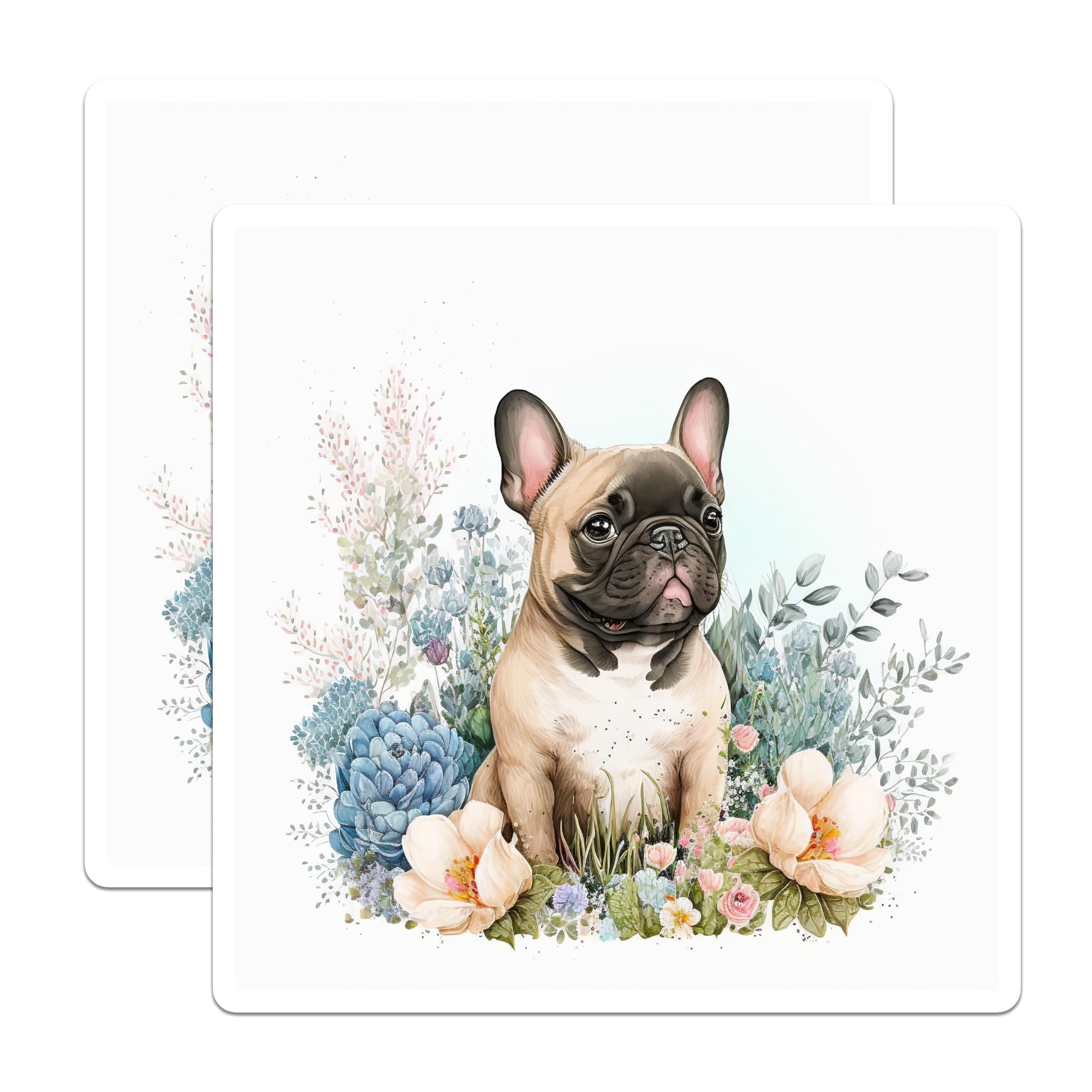 (2 Pack) French Bulldog Magnets - Floral Dog Decor - Cute Puppy Fridge Decor - 5" On Longest Side - Premium Magnet - for Cars, Refrigerators, Toolboxes, Lockers - Made in USA - MAG15323