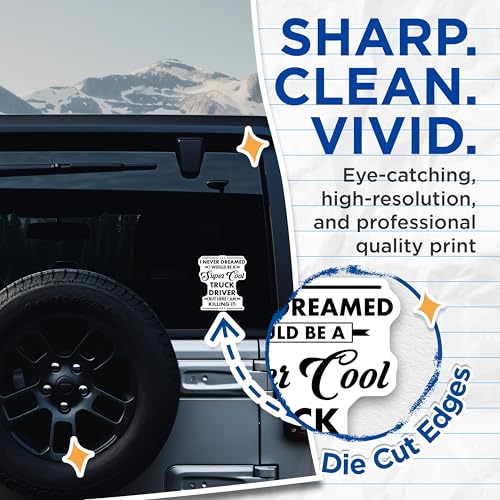(2 Pack) Cool Truck Driver Stickers - Inspirational Trucking Quotes - Motivational Driver Decals - 5" On Longest Side - Sticks to Smooth Flat Surfaces - Made in USA - BMCS6265