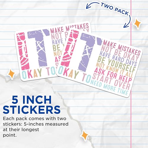 (2 Pack) Inspirational Quote Stickers - Positive Message Stickers - Motivational Decal Pack - 5" On Longest Side - Sticks to Any Smooth Flat Surface - Made in USA - BMCS3083