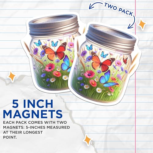(2 Pack) Nature Inspired Refrigerator Decor Magnet - 5" On Longest Side - Sticks to Smooth Flat Surfaces - Made in USA - MAG9363