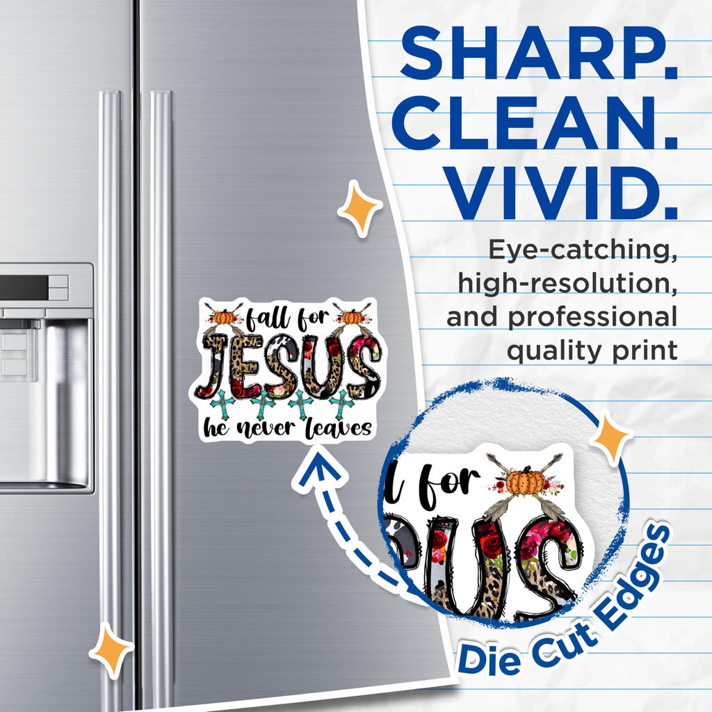 (2 Pack) Fall for Jesus Refrigerator Magnets - Christian Faith Decor - Autumn Inspirational Magnets - 5 Inches On Longest Side - Thick Durable Magnet - Made in USA - MAG29851