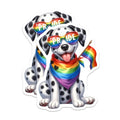 (2 Pack) Pride Dog Stickers - Rainbow Flag Dog - LGBTQ+ Pride Sticker - 5" On Longest Side - Sticks to Smooth Flat Surfaces - Made in USA - BMCS6543