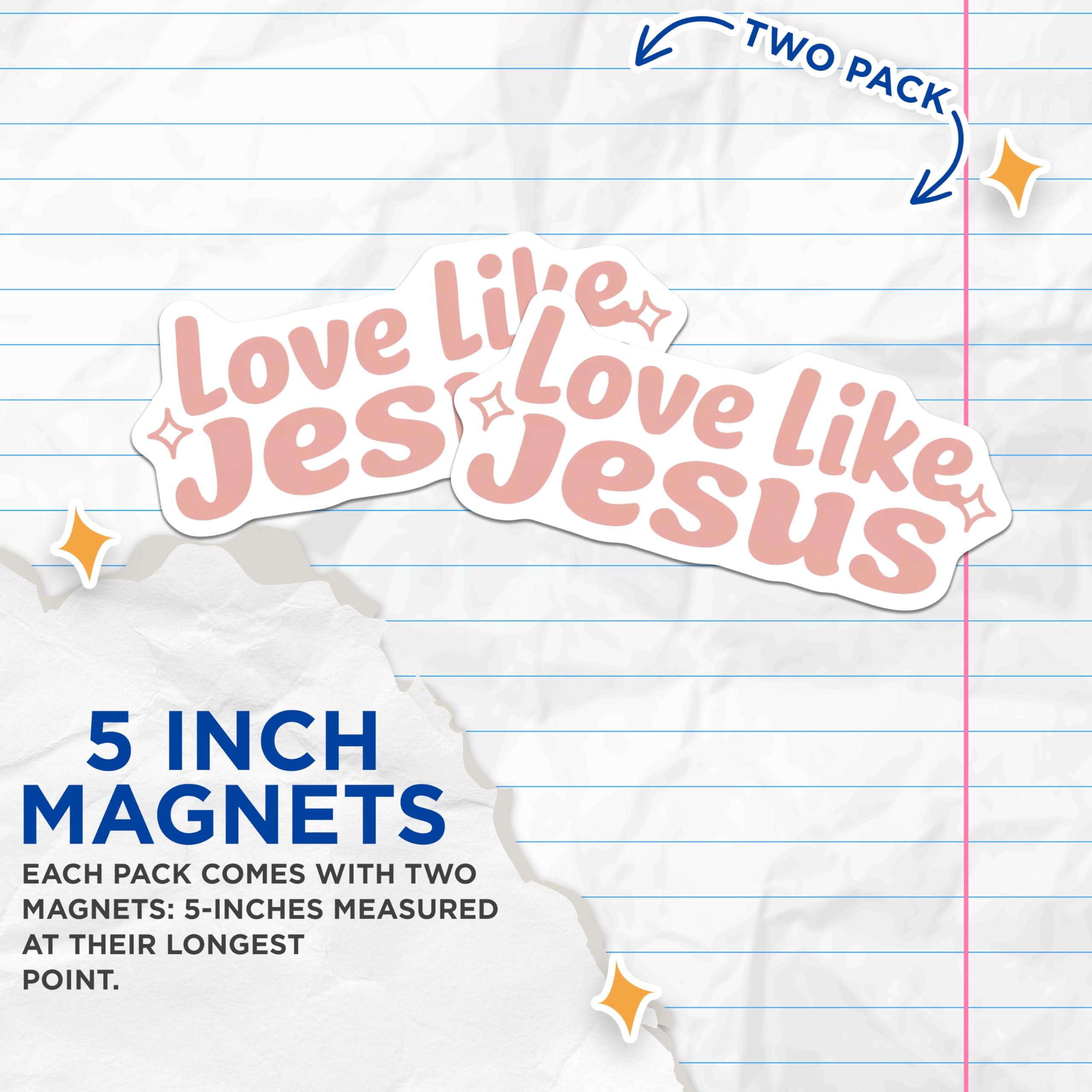 (2 Pack) Love Like Jesus Magnets - Christian Fridge Decor - Faith Based Inspiration for Home - 5 Inches On Longest Side - Thick Durable Magnet - Made in USA - MAG29331