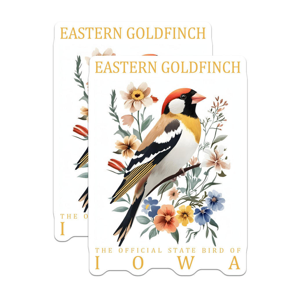 (2 Pack) Eastern Goldfinch Magnets - Iowa State Bird - Floral Bird Art - 5" On Longest Side - Premium Magnet - for Cars, Refrigerators, Toolboxes, Lockers - Made in USA - MAG17761