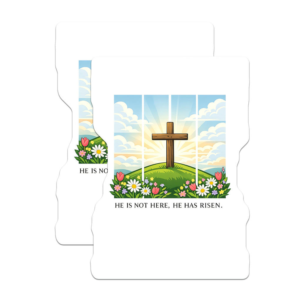 (2 Pack) Resurrection Cross Magnets - Easter Christian Decor - He Has Risen Scripture - 5 Inches On Longest Side - Thick Durable Magnet - Made in USA - MAG21695