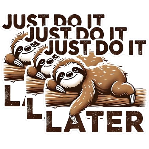 (3 Pack) Sloth Decals - Funny Laptop Decals - Procrastination Sticker - 3 Inches On Longest Side - Easy Peel & Apply - Made in USA - 3MCS1557