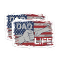 (2 Pack) Dad Life Stickers - American Flag Fist Bump Decal - 5" On Longest Side - Sticks to Smooth Flat Surfaces - Made in USA - BMCS8648 - BMCS8648