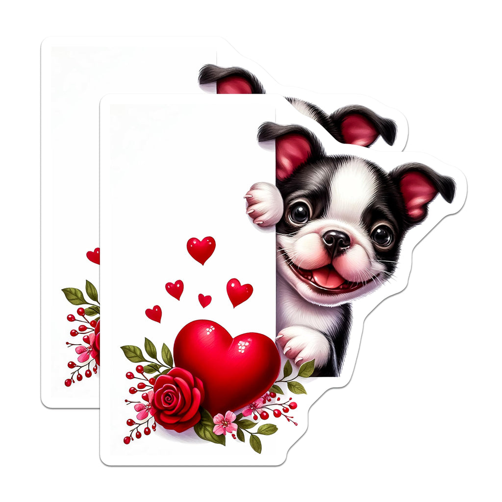 (2 Pack) Boston Terrier Magnets - Puppy Love Decor - Valentine's Day Refrigerator Magnets - 5" On Longest Side - Premium Magnet - for Cars, Refrigerators, Toolboxes, Lockers - Made in USA - MAG14976