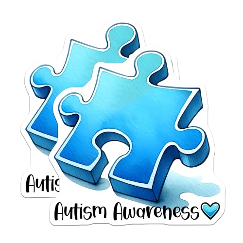 (2 Pack) Autism Awareness Stickers - Blue Puzzle Piece - Autism Advocate - 5" On Longest Side - Sticks to Smooth Flat Surfaces - Made in USA - BMCS8124