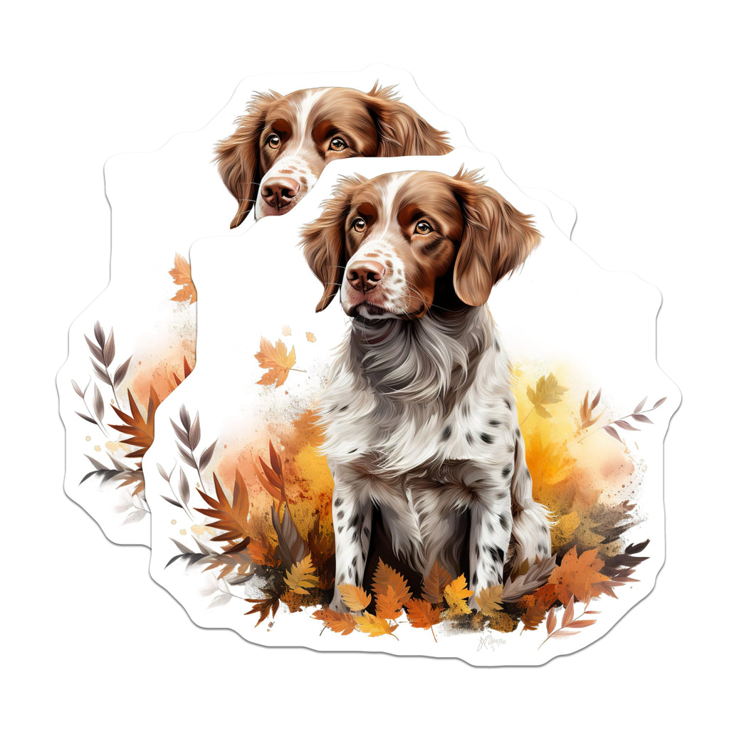 (2 Pack) Brittany Spaniel Dog Magnets - Autumn Fall Pet Art - Dog Lover Kitchen Decor - 5 Inches On Longest Side - Thick Durable Magnet - Made in USA - MAG26232