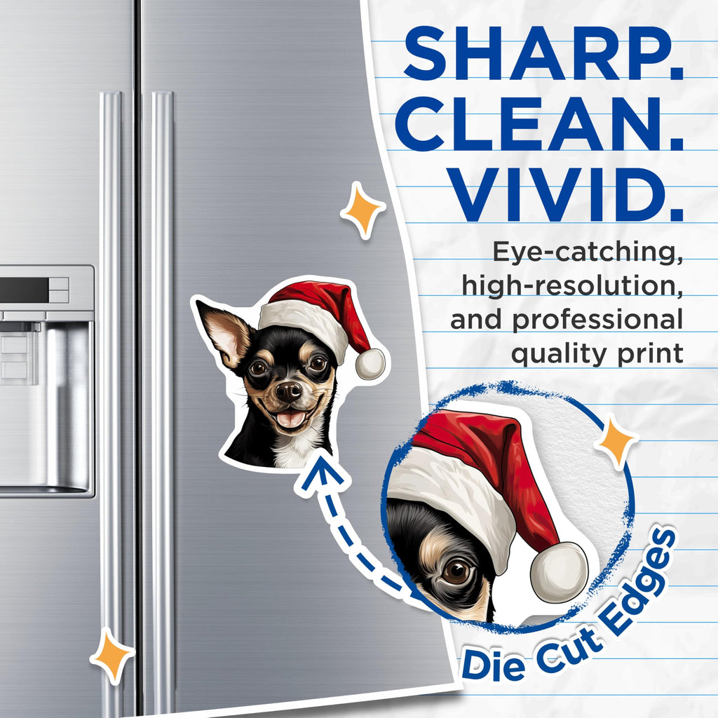 (2 Pack) Chihuahua Magnets - Christmas Dog Holiday Decor - Festive Pet Fridge Accessory - 5 Inches On Longest Side - Thick Durable Magnet - Made in USA - MAG23258
