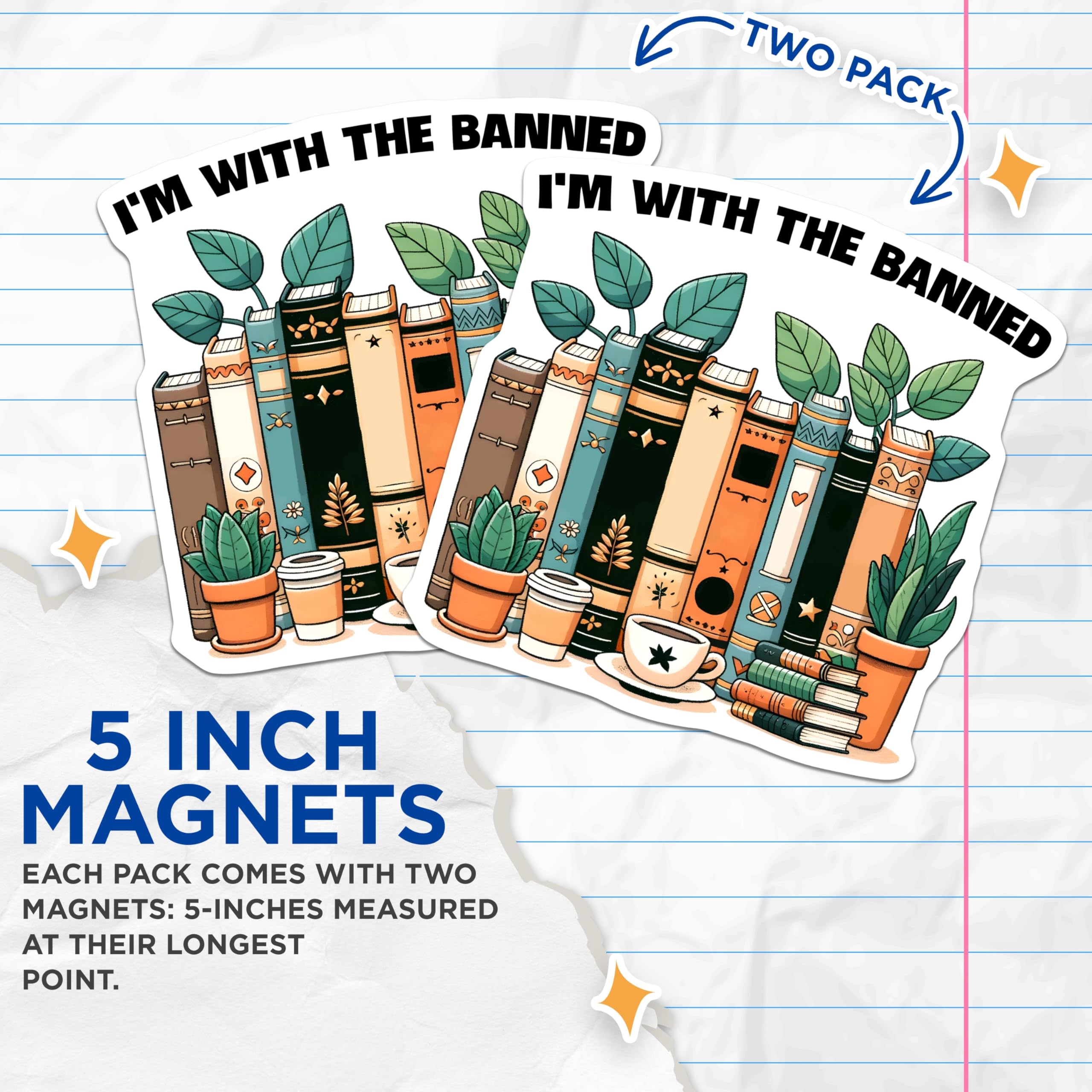(2 Pack) Banned Books Magnets - Librarian Decor - Book Lover Accessories - 5" On Longest Side - Premium Magnet - for Cars, Refrigerators, Toolboxes, Lockers - Made in USA - MAG15101