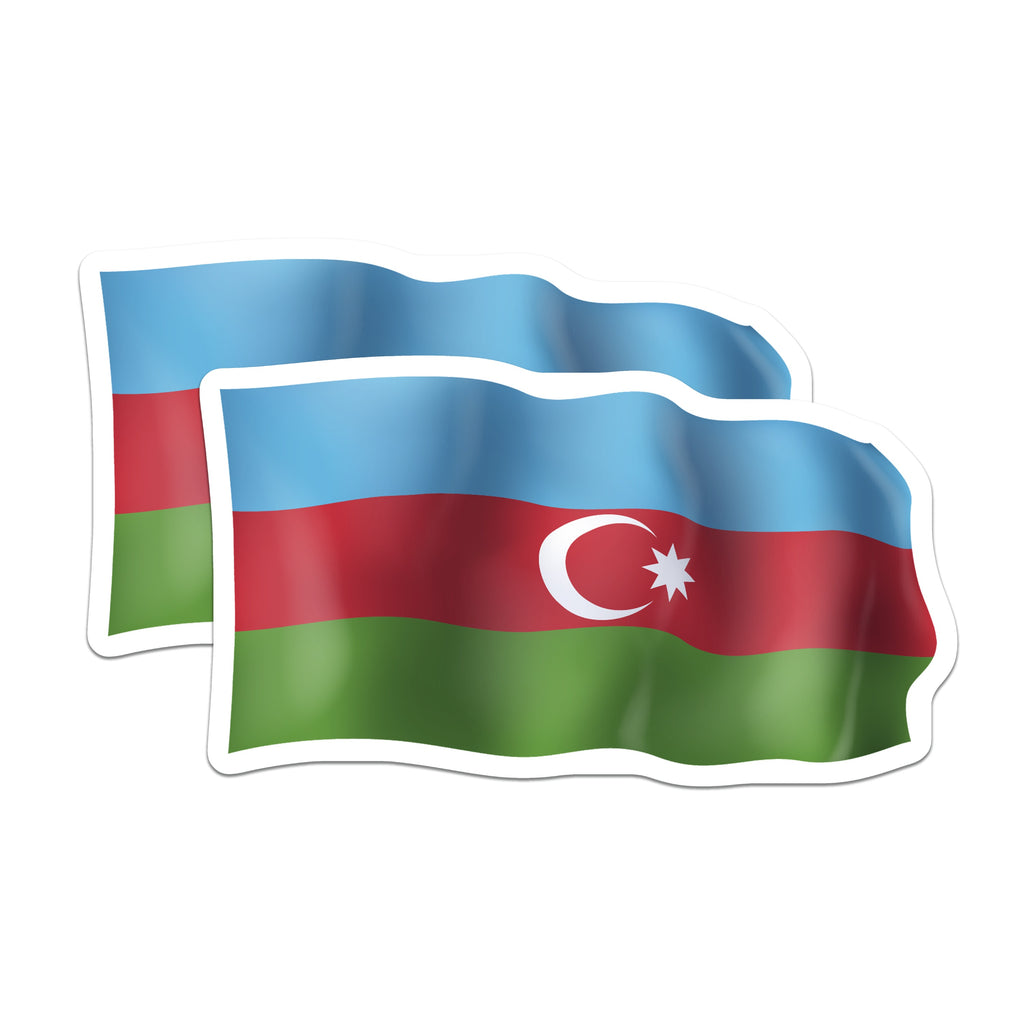 (2 Pack) Azerbaijan Flag Magnets - Azerbaijani National Emblem - Country Pride Souvenir - Home Decor Accent - 5 Inches On Longest Side - Thick Durable Magnet - Made in USA - MAG38497