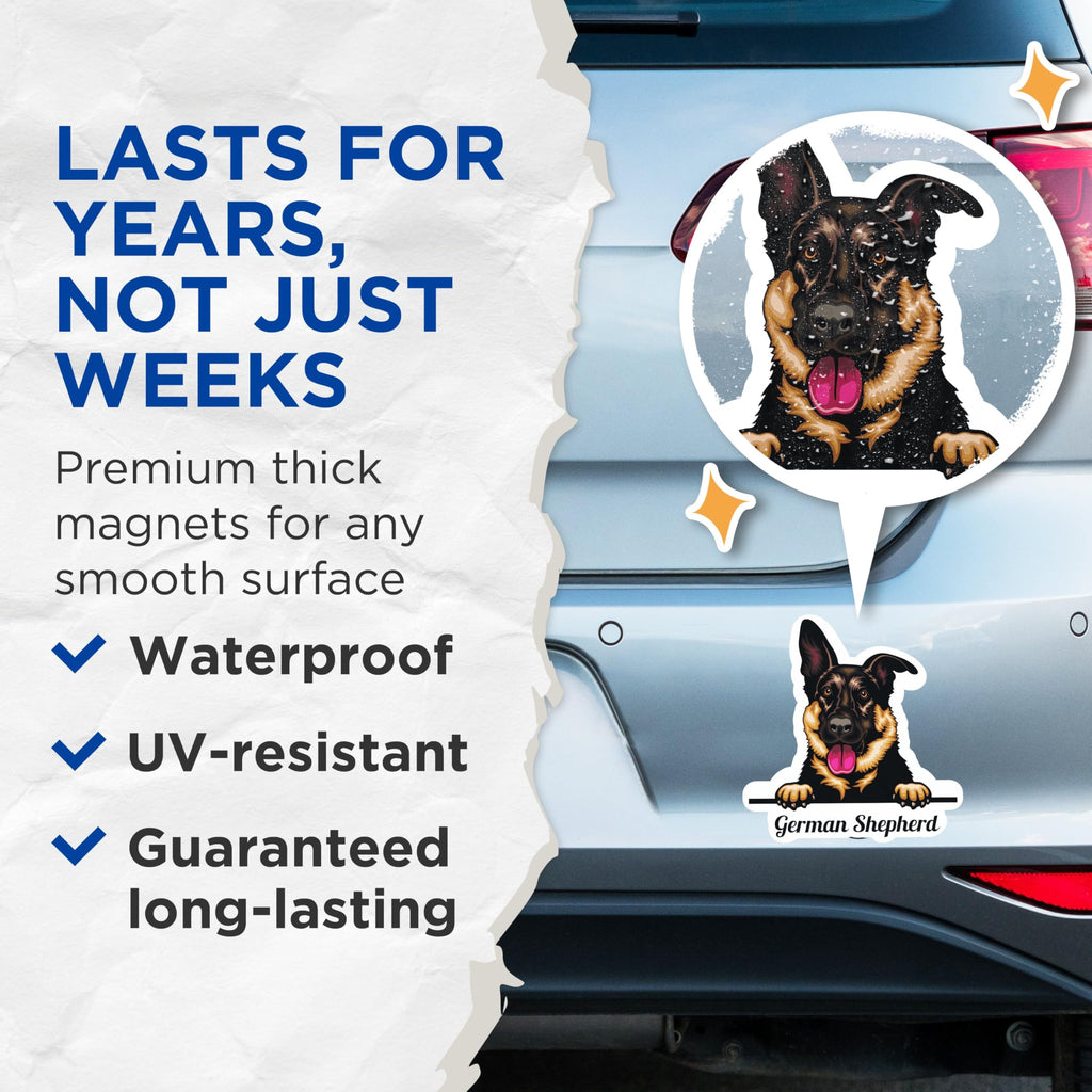 (2 Pack) German Shepherd Magnets - Dog Lover - Cute Pet Magnets - 5" On Longest Side - for Cars, Fridges, Toolboxes - Made in USA - MAG4215