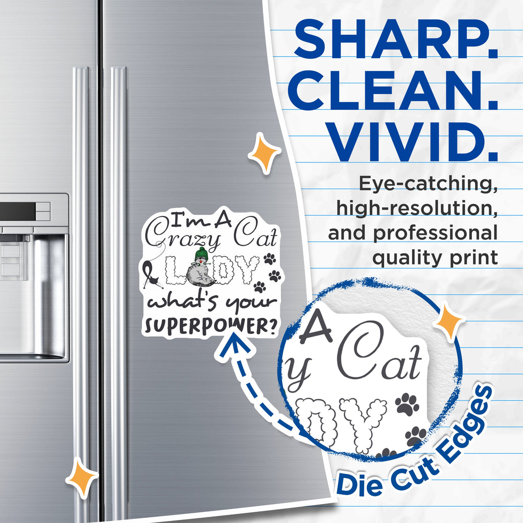 (2 Pack) Crazy Cat Lady Magnets - Funny Cat Lover Fridge Magnet - Pet Mom Superpower Saying - Quirky Kitchen Decor - 5 Inches On Longest Side - Thick Durable Magnet - Made in USA - MAG38863