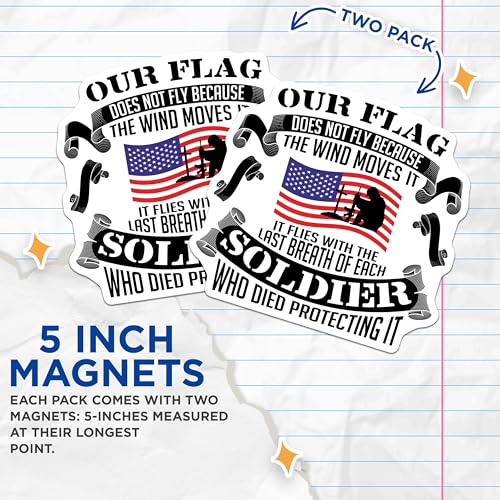 (2 Pack) Our Flag Magnets Magnets - Patriotic Decor - Military Tribute - 5" On Longest Side - Made in USA - Sticks to Refrigerators & Metal Surfaces - MAG9026