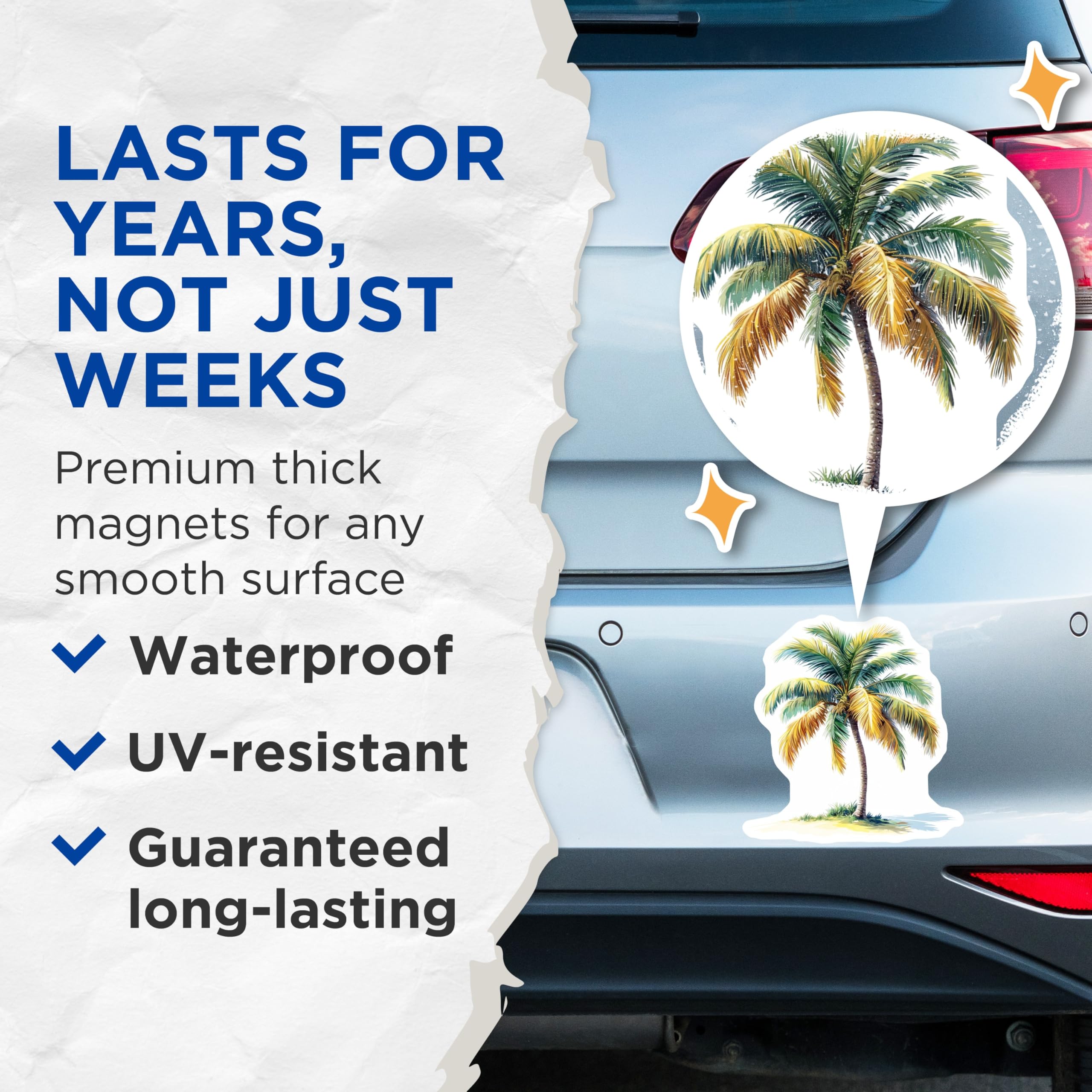 (2 Pack) Tropical Palm Tree Magnets - Coastal Decor - Beach Vacation Reminders - Summer Fridge Decorations - 5 Inches On Longest Side - Thick Durable Magnet - Made in USA - MAG29904
