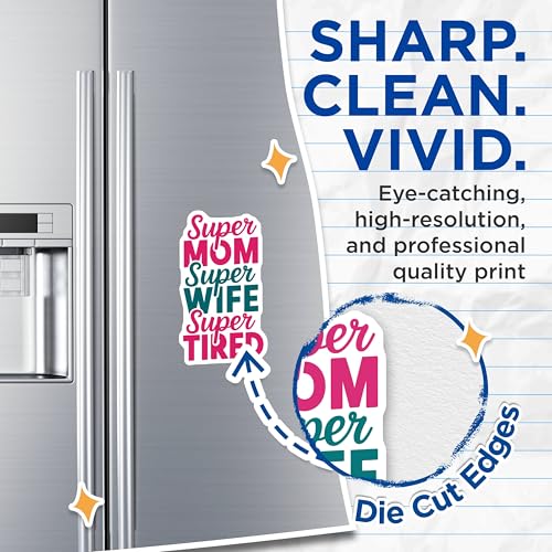 (2 Pack) Super Mom Magnets - Super Wife - Super Tired - Funny Mom Magnet - Fridge Decor - Motherhood Humor - Family Quotes - 5" On Longest Side - for Cars, Fridges, Toolboxes - Made in USA - MAG6744