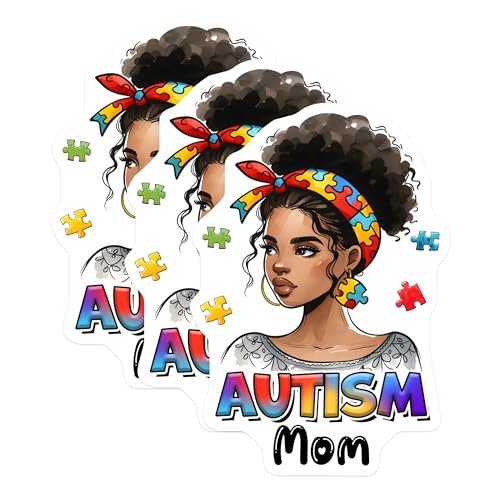 (3 Pack) Autism Mom Decals - Puzzle Pieces - Neurodiversity Awareness - 3 Inches On Longest Side - Easy Peel & Apply - Made in USA - 3MCS6884