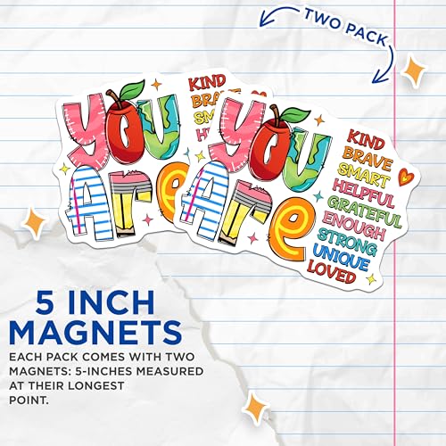 (2 Pack) Motivational Quote Magnets - Affirmation Uplifting Inspirational - Colorful Art - 5" On Longest Side - for Cars, Refrigerators, Toolboxes, Lockers - Made in USA MAG3619