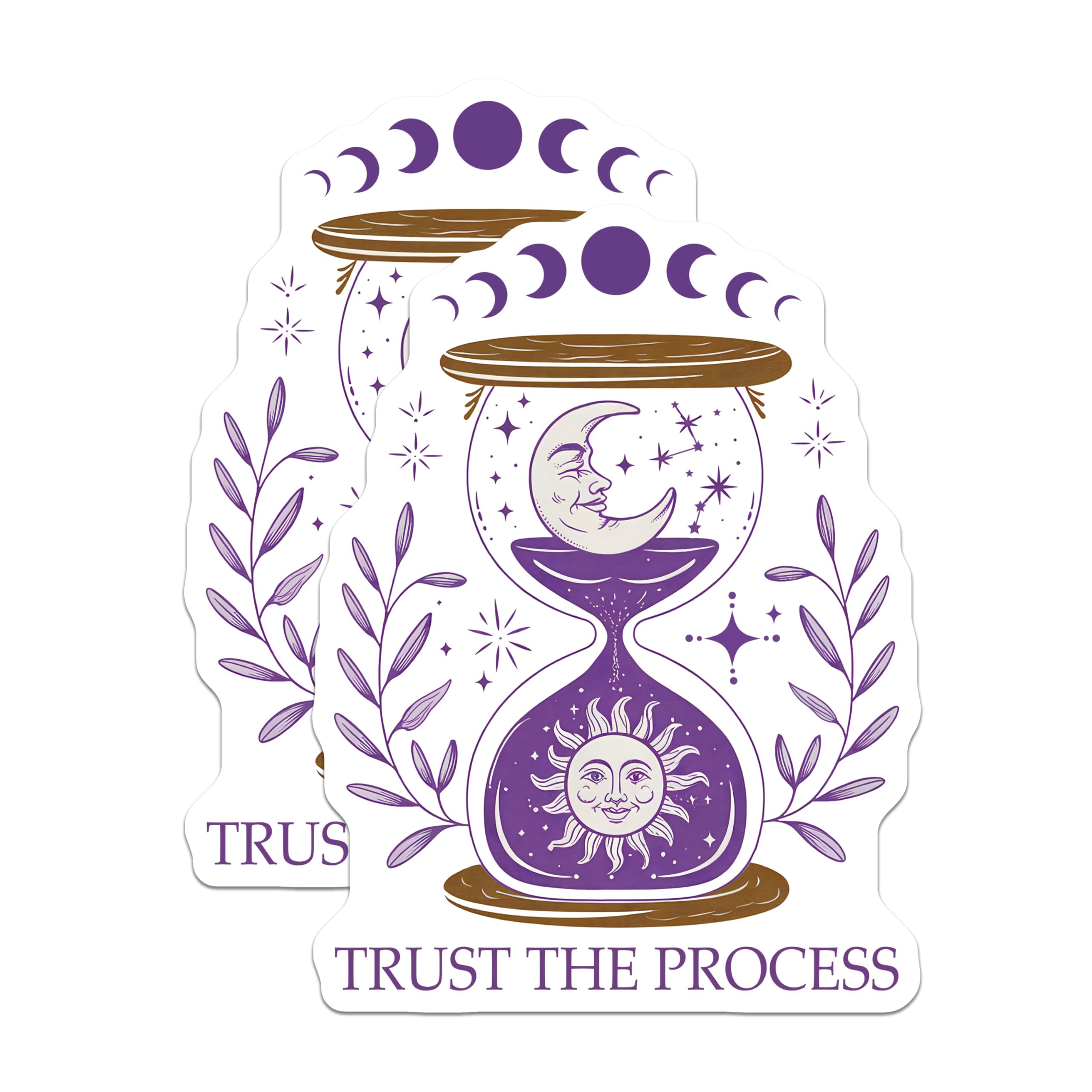 (2 Pack) Trust The Process Magnets - Hourglass Moon Sun - Celestial Refrigerator Decor - 5" On Longest Side - Premium Magnet - for Cars, Refrigerators, Toolboxes, Lockers - Made in USA - MAG17141