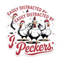 (2 Pack) Funny Chicken Stickers - Easily Distracted by Pecker Sticker - Farm Animal Humor Decal - 5" On Longest Side - Sticks to Smooth Flat Surfaces - Made in USA - BMCS4855
