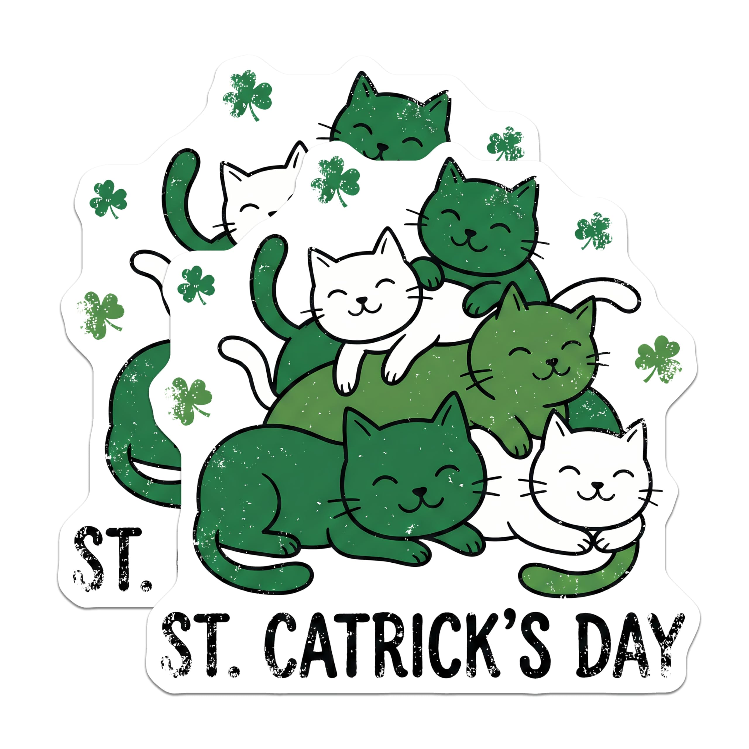 (2 Pack) St Catricks Day Magnets - Cats and Shamrocks - Irish Celebration Decor - 5" On Longest Side - Premium Magnet - for Cars, Refrigerators, Toolboxes, Lockers - Made in USA - MAG17029