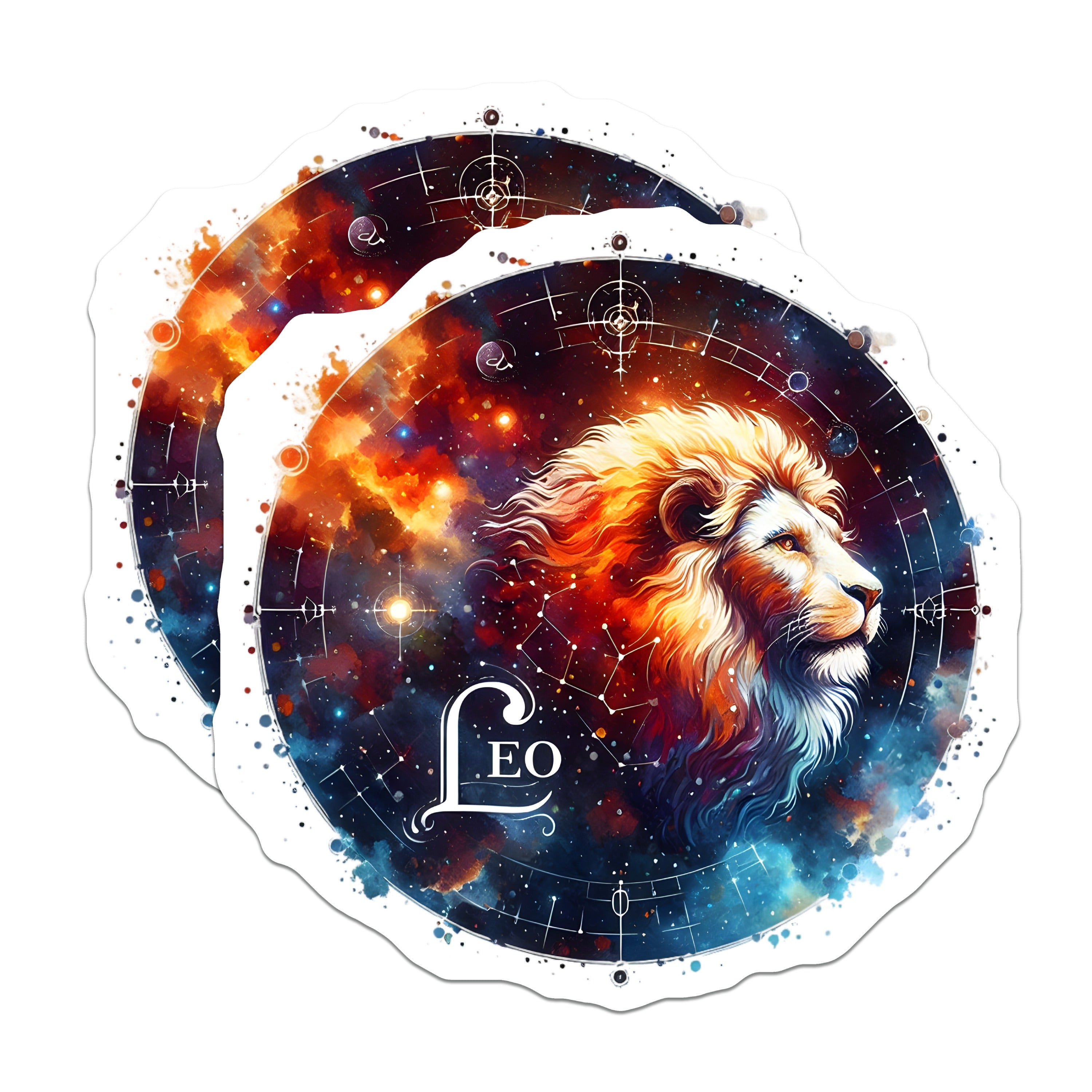 (2 Pack) Leo Zodiac Magnets - Astrology Decor - Cosmic Lion Art - Horoscope Birthday Item for Star Enthusiasts - 5 Inches On Longest Side - Thick Durable Magnet - Made in USA - MAG36616